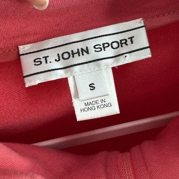 St. John Sport Golf Sweater Jacket Womens S Knit Velvet Zip Studded Preppy Pink - Picture 6 of 9